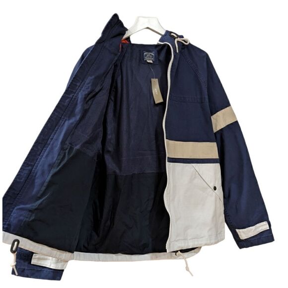 NWT J. Crew Topsail Hooded Cotton Nautical jacket in Colorblock Men's Size L - Picture 6 of 11